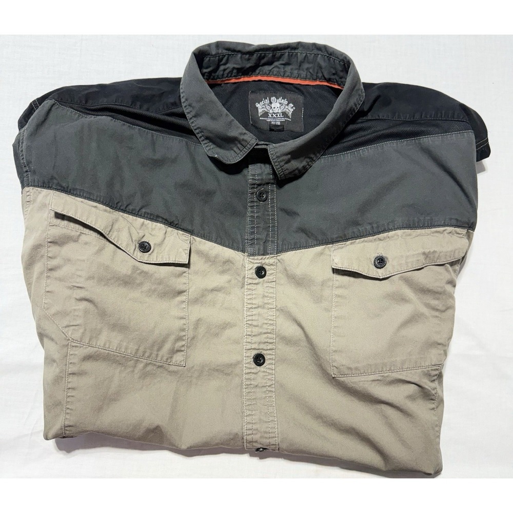 Harley Davidson Mens Button Down Shirt XXXL Gray Tan Motorcycle